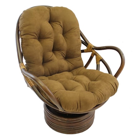 International Caravan Rattan Swivel Rocker with Micro Suede Cushion, Saddle Brown 3310-MS-SB